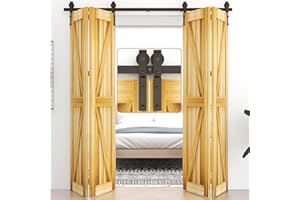 LTIYITL 150CM /5FT Herraje Para Puerta Deslizante Doble Plegable, Fácil de Instalar como UN kit de Hardware de 4 Puertas, Adecuado Para Puertas 120-130CM