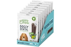 Edgard & Cooper Dental Stick para Perros Medios 56 Barritas para la Higiene Oral Premios Natural Sin Cereales 7 Sticks x 8 Eucalipto & Manzana, Higiene Dental, Bajo en Calorías, Aliento Fresco