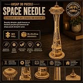 AlgWoodDesign Space Needle Ahşap Maket Seti 321 Par&ccedil;a &ndash; DIY 3D Puzzle Seattle Kulesi Koleksiyoner Modeli