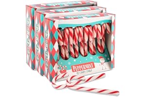 SWEET BUDDIES Weihnachtliche Zuckerstangen Pfefferminze Geschmack - 36 rot-weiße Candy Canes, 12g pro Stück - in roter Geschenkbox - Perfekt für Weihnachtsdeko, Baumdeko & als Süßigkeit für den Weihnachtsteller