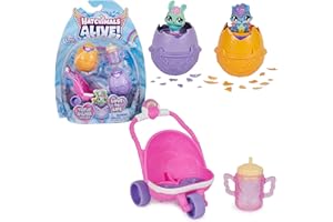 Hatchimals Alive Zwillingswagen Spielset - mit 2 Mini-Figuren in selbstschlüpfenden Eiern und 3 Accessoires für fantasievolles Rollenspiel, Spielzeug für Kinder ab 3 Jahren