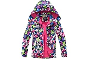 SERENYOU Girls Waterproof Jacket Kids Fleece Lined Windbreaker Raincoat with Removable Hood