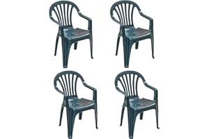 Resol Pals - Silla de comedor de plástico para el hogar, jardín, color verde, 4 unidades