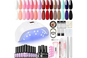 COSCELIA 15 Couleurs Kit Vernis Semi Permanent avec 36W Lampe UV Vernis Semi Permanent, Kit Ongle Gel UV Complet, Base et Top Coat, Matte Top Coat Gel UV