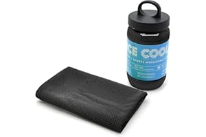 Ashley Mills All in one Ice Cool Smart Towel Instant Cooling Technology Suitable for Sensitive Skin 100cms x 30cms (Black)