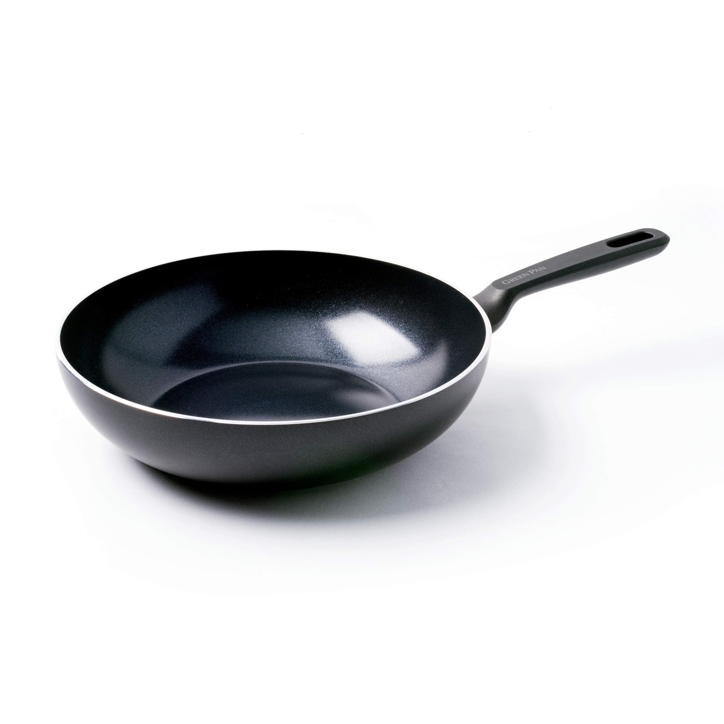 GreenPan Memphis 28cm/3.6L Nonstick Wok, 100% ToxinFree, Healthy Ceramic, Metal Utensil/Induction/Dishwasher/OvenSafe, Black