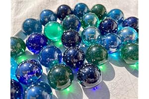 FAIRY TAIL & GLITZER FEE bola canicas, bolas decorativas, 27 mm, color azul, verde, multicolor, hechas a mano