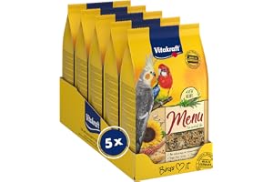 Vitakraft meny, fågelmat för storlukter, med spannmål och nötter, storförpackning, utan tillsats av socker (5 x 1 kg)
