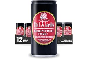 Fitch & Leedes Grapefruit Tonic Mixer for Spirits & Cocktails (12 x 200ml) – Perfect Pairing with London Dry, Botanical, and Floral Gins, Offering a Zesty Burst of Bitterness and Vibrant Flavour