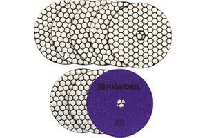 HIGHDRIL Diamante Lucidatura Pad - 8 pezzi #30 Set Tamponi Lucidatura Secco 125MM per Granito Pietra Marmo Pavimento, Kit di Pad di Lucidatura per Trapano Smerigliatrice Lucidatrice