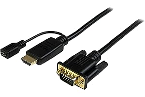 StarTech.com Câble adaptateur HDMI vers VGA de 3 m - Convertisseur actif HDMI vers HD15 - M/M - 1920x1200 / 1080p - Noir (HD2VGAMM10)