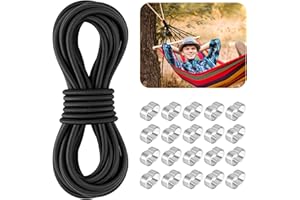 HGRGHH Gummiseil Expanderseil 8mm 10m Schwarz, Elasten Gummikordel mit 20 M9 Aluminium Crimpschlaufe, Gummischnur für Anhängerplane, DIY Basteln Nähen, Gepäck, Camping, Segeln Planenseil