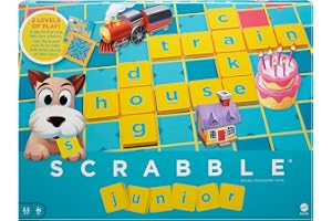 Scrabble Junior Kids Crossword Game With 2-Games-In-1, 2-Sided Game Board For 2 To 4 Players Ages 6 To 10 Years Old