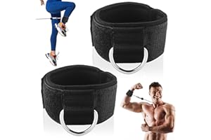 GCQ 2 Packs Fitness Ankle Straps Ankle Workout Strap Exercise Adjustable Neoprene Padded D Ring Exercises Belt Band for Gym Machines Cable Machines Leg Extensions, Abs and Glute Exercises