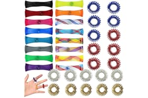 DALAETUS 36 Stück Gewebter Netzschlauch mit Marmorspielzeug Set, 16 Squeeze Spielzeug mit 20 Stressabbauringe, Fidget Toys für Erwachsene und Kinder Anti Stress