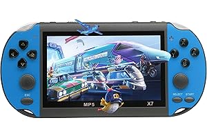 Fsjun Handheld Game Consoles Built in Free Games 8GB RAM 4.3 Inch Screen Double Rocker,Support TV Output,Music/Movie/Camera Audio and Video MP3,MP4, MP5, Birthday Gift for Kids(Blue)