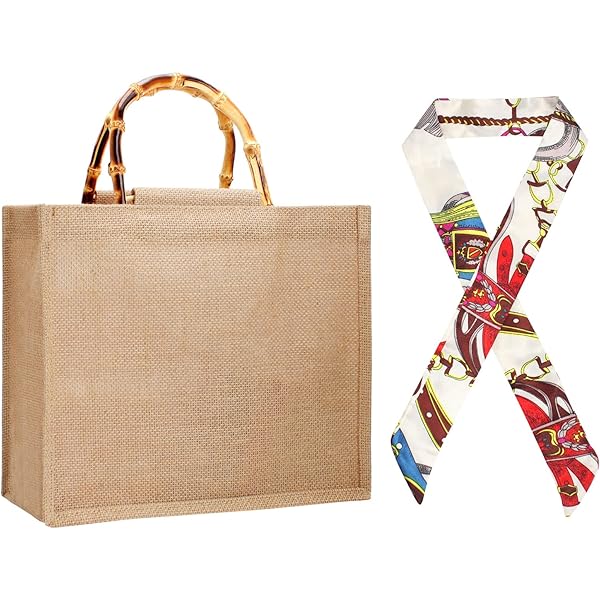 2 Borse In Juta Con Manici In Legno - Tote Bag Naturali Per Shopping E Spiaggia, 35x30 Cm - Foto 10