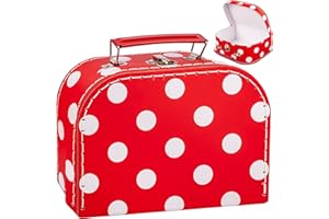 alles-meine.de GmbH Koffer/Kinderkoffer - Verschiedene Motive frei wählbar - KLEIN - Punkte rot & weiß - 20 cm - Pappkoffer - Puppenkoffer - ideal für Spielzeug und als Geldges..