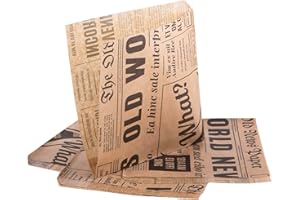 SUNDEER Oldnews (paquete de 400) artesanía de papel de 150 x 150 mm Mercancía de fiesta de 15 x 15 cm Bolsas para sacos Contenedor de almacenamiento de alimentos Hamburguesas y papas fritas (400)