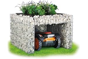 bellissa - Große Gabionen Mähroboter-Garage - 97298 - Bepflanzbare Rasenmäher-Garage mit Pflanzschale - 85x95x53 cm