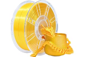 iBOSS Silk PLA+ filament 1,75 mm, gładki i błyszczący drut do drukarek 3D, dokładność wymiarowa ±0,02 mm, szpula 1 kg (2,2 funta), kompatybilny z większością drukarek 3D, Jedwabiste jasne złoto