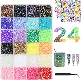 AOOSA 24 Colore Bedazzling Kit, with 1 Clip 24000 Imitation Diamonds | Nails 3mm Flat Back for Eye Makeup, DIY Nails, Clothes
