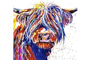 Lanwexy Paint by Numbers for Adults 16x20inch DIY Paint by Numbers Kits for Kids Beginner on Canvas Oil Painting with Paintbrushes for Home Decoration Colourful Animal Cow (Without Frame)