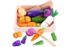 KOKOBOX Jouet en Bois Legumes Jouet Enfant Dinette Bebe Legume Jouet A Decouper Dinette Enfant Bois Dinette en Bois Jeux Enfants Jouets pour Enfants Accessoire Cuisine Enfant Cadeau Fille Garçon