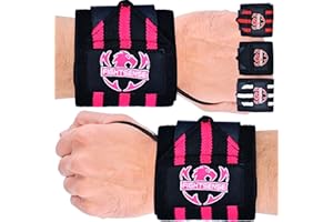 FIGHTSENSE Polsini Palestra-Fasce da polso per il sollevamento pesi,18” cinghie da polso di qualità premium con anello per il pollice per uso intensivo -Polsiere Gym Uomo Donna Professionali