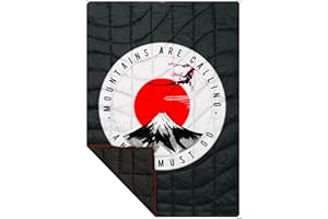 SEVEN PEAKS LIVING ON THE TOP EXPLORING THE WORLD Seven Peaks Manta Camper Efecto Plumon Diseñada para la Aventura, Acampada y Camping | Impermeable y Resistente a la Arena, Cualquier Sitio - Antimanchas y Anti Olor (Monte Fuji, 190X132CM)