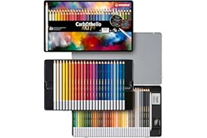 STABILO CarbOthello - Chalk-Pastel Pencil - ARTY+ - Tin of 60 - Assorted Colours with Sharpener, Kneaded Eraser and Blending Stump