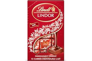 Lindt - Carrés individuels LINDOR - Chocolat au Lait - Cœur Fondant, 145g (L'emballage peut varier)