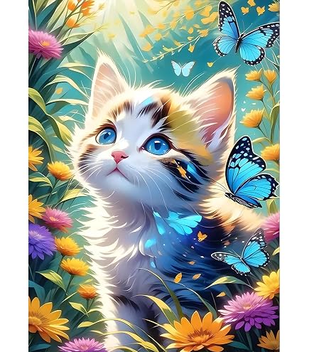 QQYRHN 5D Diamond Painting Kit „Vintage Katze“, 30x40 Cm – DIY Diamantmalerei Für Erwachsene & Anfänger, Komplett Mit Werkzeug