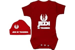 Acce Products Jedi in Training Baby Grow/Bodysuit/Romper/T-Shirt & Beanie Hat/Cap 0 to 12 Months