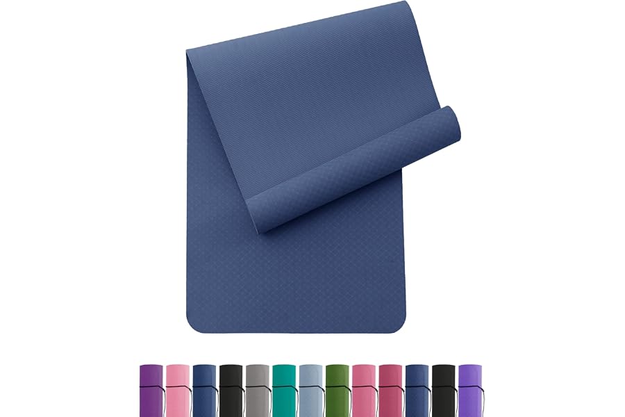 Oak & Tea Yoga Mat Thick Non Slip Yoga Mats for Women Men Exercise Mats for Home Gym with Carry Strap TPE Eco Friendly Workou