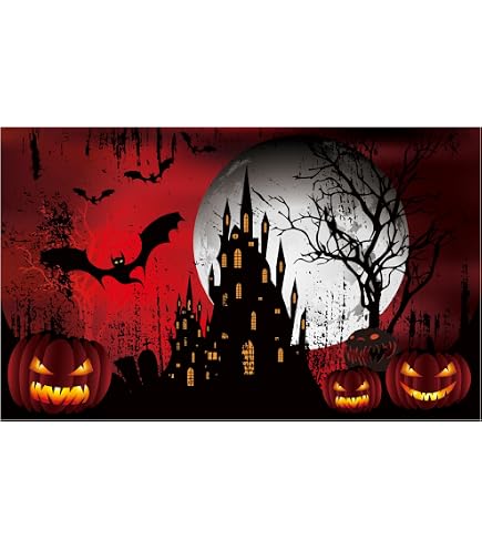 Bannière Halloween 180x110 Cm - Tissu Polyester - Déco Fête Effrayante - Fond Photo - Avec Œillets