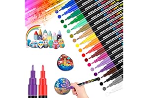 ‎GOFFII Goffii 18 Farbe Steine Bemalen Acrylstifte für Steine wasserfest Permanent Marker Stift für Ostern Basteln Kinder Leinwand Ostereier Holz Schule Manga Kunstler/DIY Fotoalben/Hochzeit Papier 0.7mm