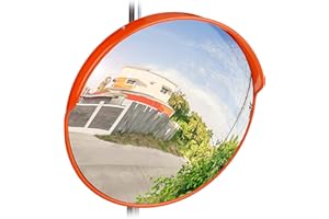 Relaxdays 45 cm Traffic Mirror, Professional, Weatherproof, Shatterproof, In- and Outdoors, Holder Included, Red