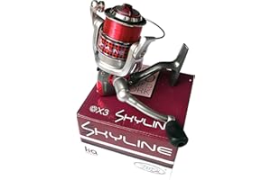 YORK FISHING York Angelrolle Skyline FD 3000 Frontbremse mit Schnur bespult, Silber, Rot