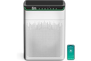 MERONTE Air Purifiers for Home Large Room Up to 1690 ft² with PM 2.5 Air Quality Monitor, Wi-Fi and Alexa compatible, Auto Mode Double-sided Air Inlet for Smoke and Odor, 1 Packung + 4 Modes