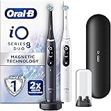 Oral-B iO8 - Electric Toothbrushes Rechargeable, White & Black Handles, Revolutionary Magnetic Technology, Colour Display, 2 