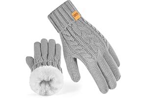 REDESS Gants d'hiver pour femmes Gants thermiques chauds en tricot doublés de polaire Compatibles avec les écrans tactiles Pour temps froid