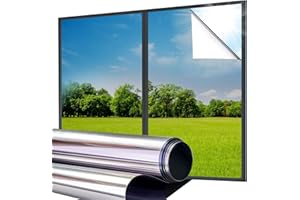 Lifetree Reflective One Way Window Film Privacy: Mirror Window Tint Film Heat Control Sun Blocker, UV Anti Glare Film Clear Day and Night for Home Office (Silver, 44.5 * 200cm)