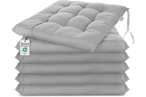 Brandsseller Juego de 6 Cojín de Asiento 40x40 cm Cojín para Silla Colchoneta para Silla con Correas de Sujeción Cojín Decorativo para Interior y Exterior Acolchado - Gris Claro