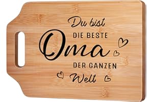 GLEEVARA Oma Geschenk, Geburtstagsgeschenk für Oma, Bambus Schneidebrett mit Gedrucktem Text, Oma Geschenk Großmutter Geschenke von Enkelin Enkelkinder, Bester Oma der Welt