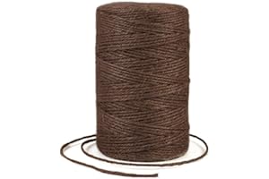 Uiopa Ficelle Jute 2mm x 200m, Ficelle Corde Jute Naturel Fil de Jardinage Corde Chanvre, Cordelette pour Jardin, Bricolage d'art Créatif, L'emballage Cadeau, Deco Noel (Café)