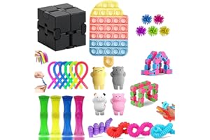 OBOVO Fidget Toys, 30Pcs Fidget Toys Pack for Kids, Sensory Fidgets Pack Anxiety Relief Toys for Autism, Simple Fidget Set with Fidget Popper for Party Bag Fillers, School Classroom Reward