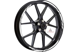 Autodomy Pegatinas Llantas Moto Juego Completo para 2 Llantas de 15" a 19" Pulgadas | Vinilo Llantas Moto Resistente al Agua, Sol, Grasa, Aceite | Pegatinas Accesorios Moto (Blanco)