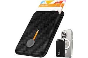 Sinjimoru MagSafe Wallet, Magnetische Kartenhalterung für bis zu 3 Karten mit Schnellzugriff per Knopfschieber, kompatibel mit iPhone 12–17, M-Viica Button Wallet Karbon Schwarz