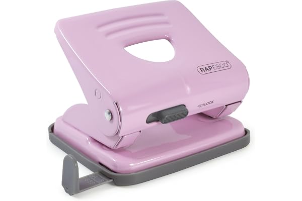Rapesco 1358 Perforatrice à 2 Trous en Métal 825, Capacité de 25 Feuilles, Rose